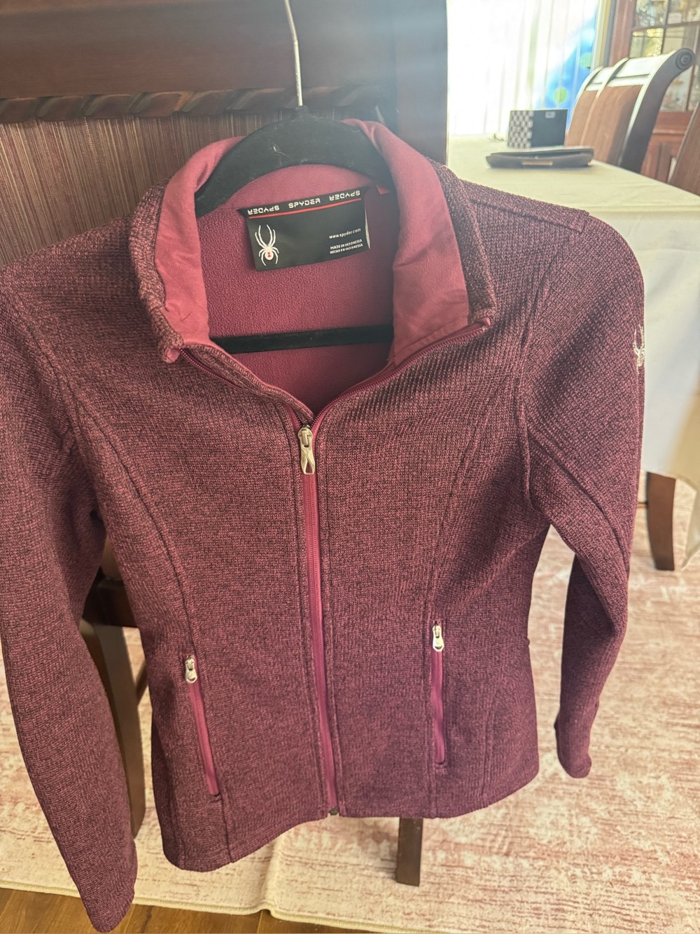 Spyder Women's Maroon Textured Full-Zip Utility Jacket